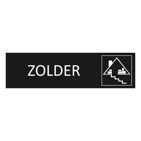 Zwart aluminium deurbordje Zolder 165 x 45 mm - per 1 stuk