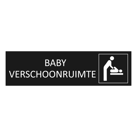 Zwart aluminium deurbordje Baby verschoonruimte 165 x 45 mm - per 1 stuk
