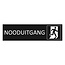 Zwart aluminium deurbordje Nooduitgang nieuw met poppetje 165 x 45 mm - per 1 stuk