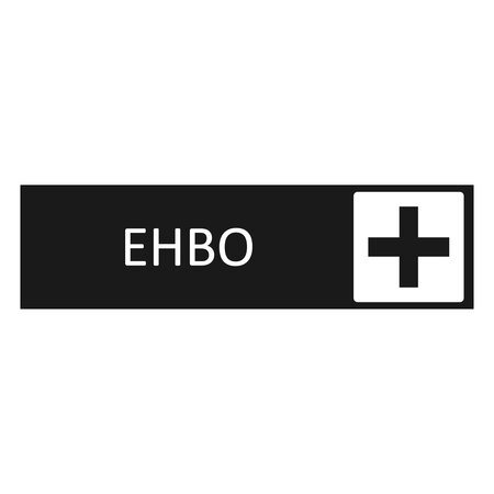 Zwart aluminium deurbordje EHBO 165 x 45 mm - per 1 stuk