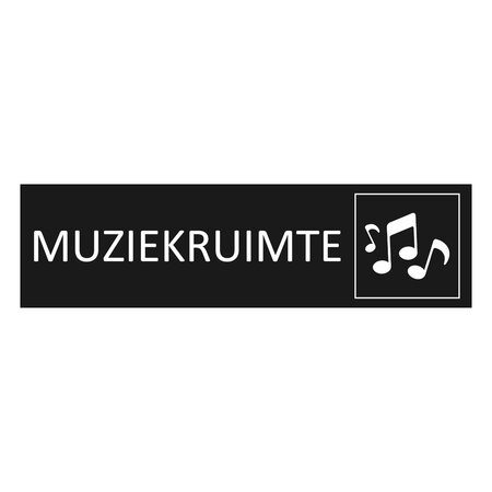 Zwart aluminium deurbordje Muziekruimte 165 x 45 mm - per 1 stuk