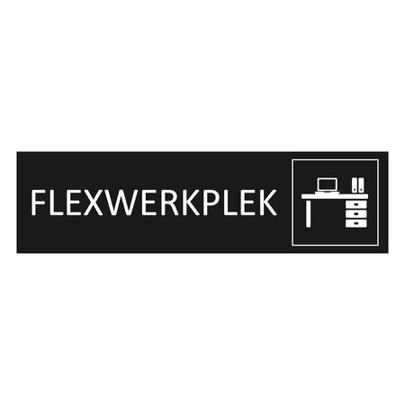 Zwart aluminium deurbordje Flexwerkplek 165 x 45 mm - per 1 stuk