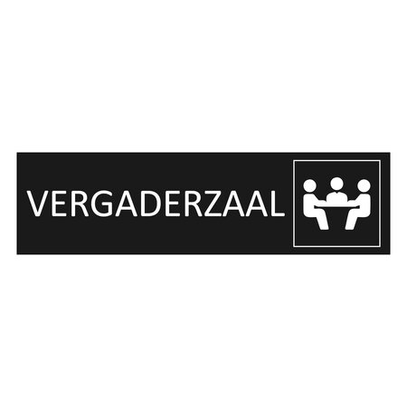 Zwart aluminium deurbordje Vergaderzaal 165 x 45 mm - per 1 stuk