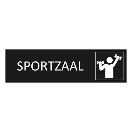 Zwart aluminium deurbordje Sportzaal 165 x 45 mm - per 1 stuk