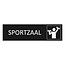 Zwart aluminium deurbordje Sportzaal 165 x 45 mm - per 1 stuk