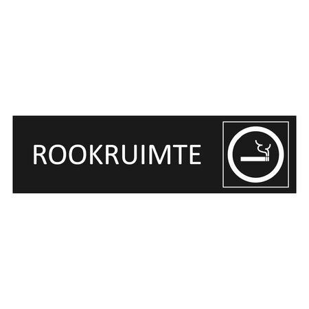 Zwart aluminium deurbordje Rookruimte 165 x 45 mm - per 1 stuk