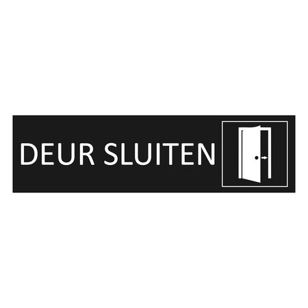 Zwart aluminium deurbordje Deur sluiten 165 x 45 mm - per 1 stuk