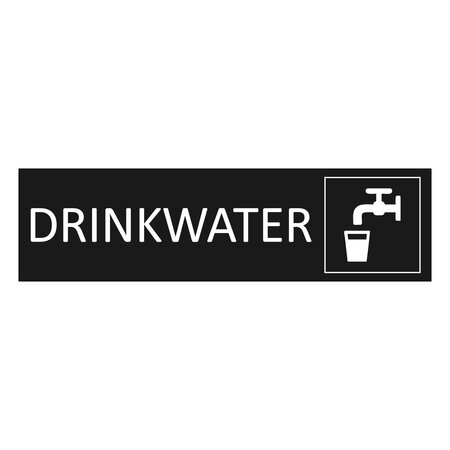 Zwart aluminium deurbordje Drinkwater 165 x 45 mm - per 1 stuk