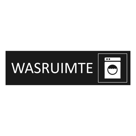 Zwart aluminium deurbordje Wasruimte 165 x 45 mm - per 1 stuk