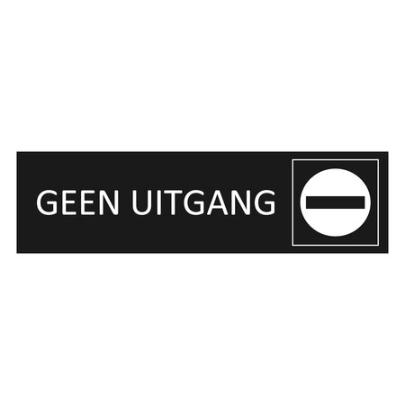 Zwart aluminium deurbordje Geen Uitgang 165 x 45 mm - per 1 stuk