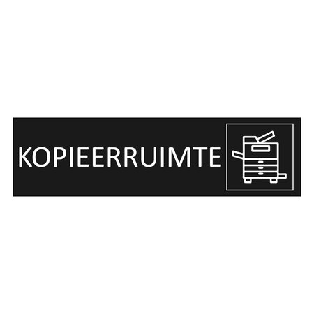 Zwart aluminium deurbordje Kopieerruimte 165 x 45 mm - per 1 stuk