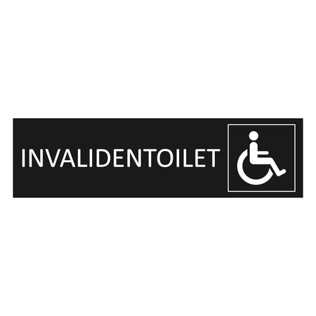 Zwart aluminium deurbordje Invalidentoilet 165 x 45 mm - per 1 stuk
