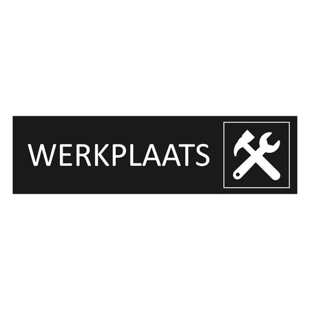 Zwart aluminium deurbordje Werkplaats 165 x 45 mm - per 1 stuk