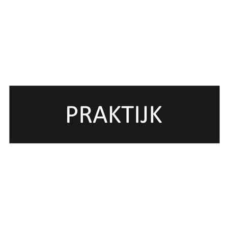 Zwart aluminium deurbordje Praktijk 165 x 45 mm - per 1 stuk