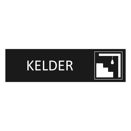 Zwart aluminium deurbordje Kelder 165 x 45 mm - per 1 stuk