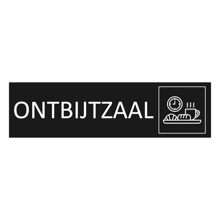 Zwart aluminium deurbordje Ontbijtzaal 165 x 45 mm - per 1 stuk