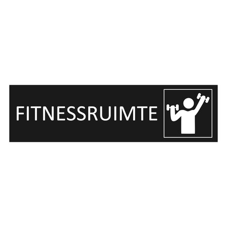 Zwart aluminium deurbordje Fitnessruimte 165 x 45 mm - per 1 stuk