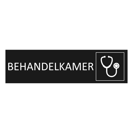 Zwart aluminium deurbordje Behandelkamer 165 x 45 mm - per 1 stuk