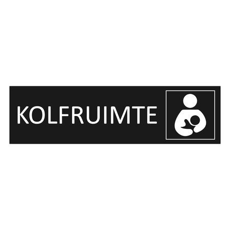 Zwart aluminium deurbordje Kolfruimte 165 x 45 mm - per 1 stuk