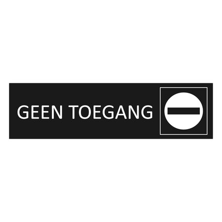 Zwart aluminium deurbordje Geen toegang 165 x 45 mm - per 1 stuk