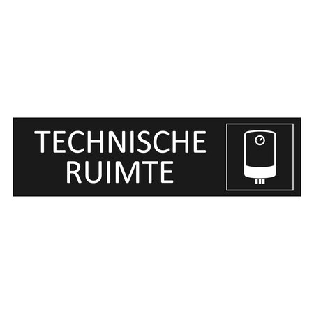 Zwart aluminium deurbordje Technische ruimte 165 x 45 mm - per 1 stuk