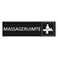 Zwart aluminium deurbordje Massageruimte 165 x 45 mm - per 1 stuk