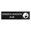 Zwart aluminium deurbordje Handen wassen a.u.b. 165 x 45 mm - per 1 stuk