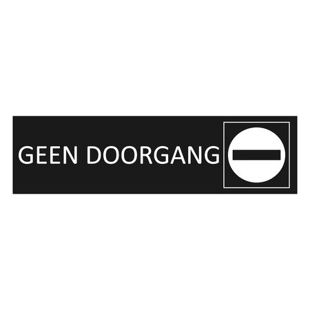 Zwart aluminium deurbordje Geen doorgang 165 x 45 mm - per 1 stuk