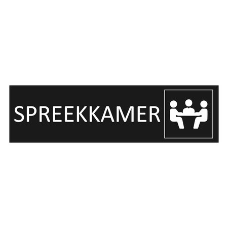 Zwart aluminium deurbordje Spreekkamer 165 x 45 mm - per 1 stuk