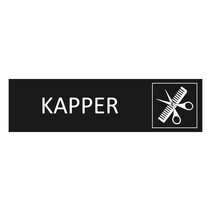 Zwart aluminium deurbordje Kapper