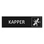 Zwart aluminium deurbordje Kapper 165 x 45 mm - per 1 stuk