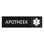 Zwart aluminium deurbordje Apotheek 165 x 45 mm - per 1 stuk