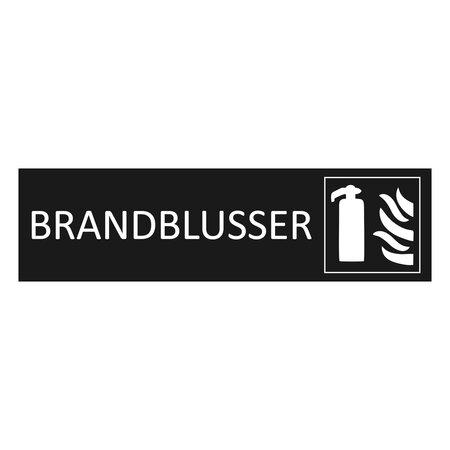 Zwart aluminium deurbordje Brandblusser 165 x 45 mm - per 1 stuk
