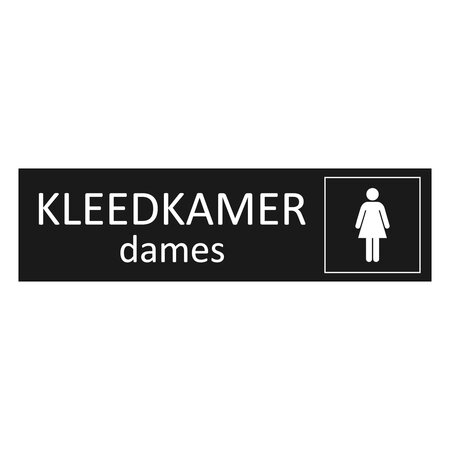 Zwart aluminium deurbordje Kleedkamer dames 165 x 45 mm - per 1 stuk