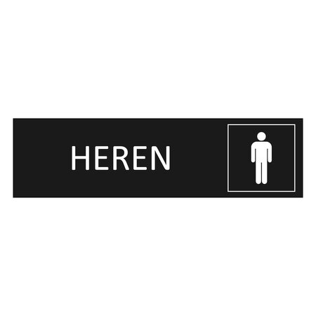 Zwart aluminium deurbordje Heren 165 x 45 mm - per 1 stuk
