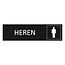 Zwart aluminium deurbordje Heren 165 x 45 mm - per 1 stuk