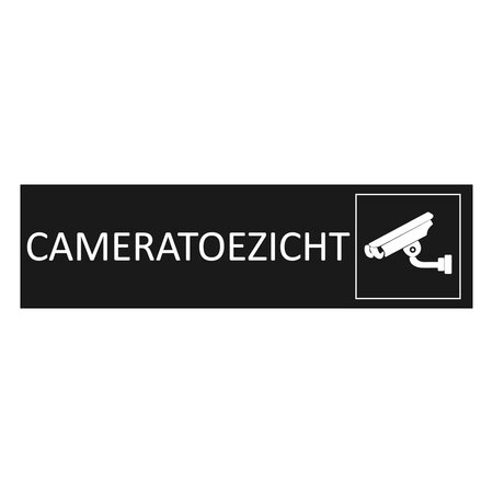 Zwart aluminium deurbordje Cameratoezicht 165 x 45 mm - per 1 stuk