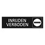 Zwart aluminium deurbordje Inrijden verboden 165 x 45 mm - per 1 stuk