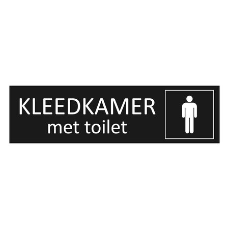 Zwart aluminium deurbordje Heren kleedkamer met toilet 165 x 45 mm - per 1 stuk