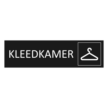 Zwart aluminium deurbordje Kleedkamer 165 x 45 mm - per 1 stuk