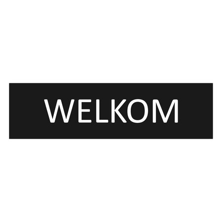 Zwart aluminium deurbordje Welkom 165 x 45 mm - per 1 stuk