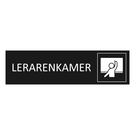 Zwart aluminium deurbordje Lerarenkamer 165 x 45 mm - per 1 stuk