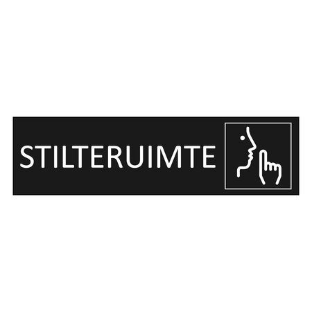 Zwart aluminium deurbordje Stilteruimte 165 x 45 mm - per 1 stuk