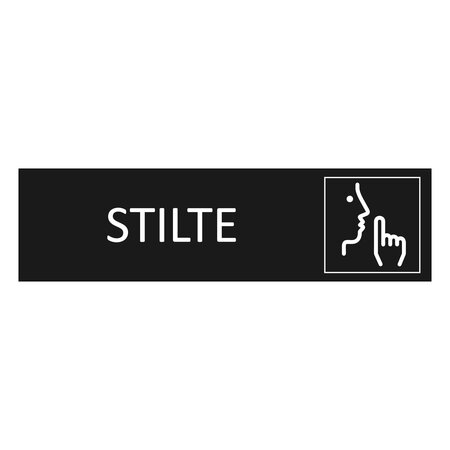 Zwart aluminium deurbordje Stilte 165 x 45 mm - per 1 stuk