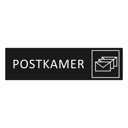 Zwart aluminium deurbordje Postkamer 165 x 45 mm - per 1 stuk
