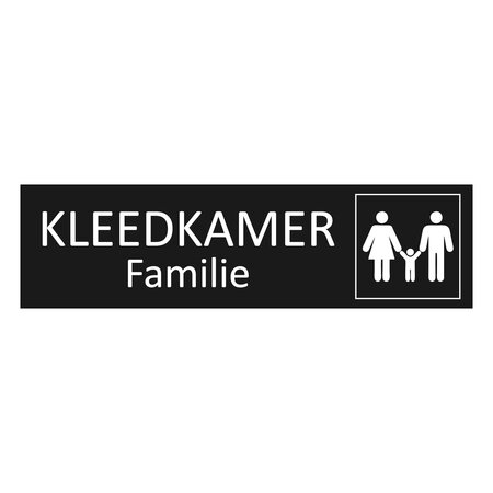 Zwart aluminium deurbordje Familie kleedkamer 165 x 45 mm - per 1 stuk