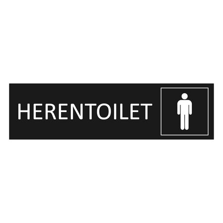 Zwart aluminium deurbordje Herentoilet 165 x 45 mm - per 1 stuk
