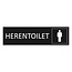 Zwart aluminium deurbordje Herentoilet 165 x 45 mm - per 1 stuk
