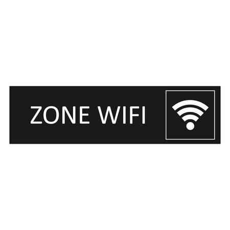 Zwart aluminium deurbordje  Zone WiFi 165 x 45 mm - per 1 stuk