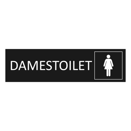 Zwart aluminium deurbordje Damestoilet 165 x 45 mm - per 1 stuk